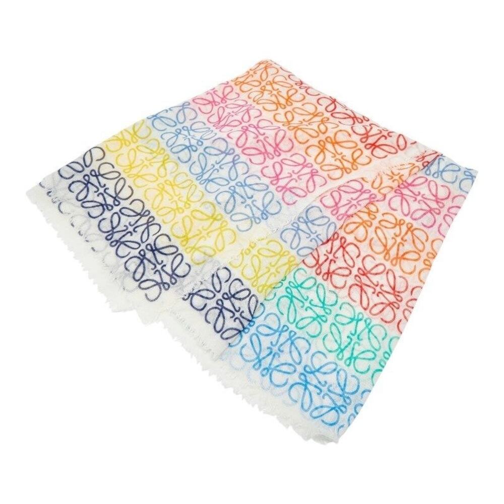 Loewe Silk Wool Cashmere Anagram Stole Multicolor